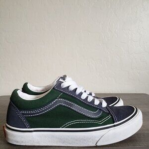 Vans Old Skool 2-Tone Navy Green Skate Shoes Sneakers Size Men's 4 Women's 5.5